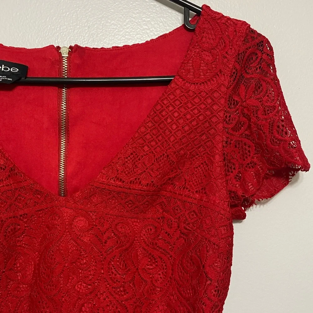 Bebe red lace skirt/crop top 2 piece set size XS - Picture 8 of 17
